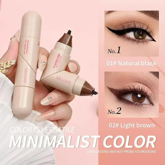 【Thousand people repurchase】New Foldable Eyeliner Stamp Pencil,Double-Ended,Waterproof, Smudge-Proof Winged Tool for Beginners (Black+Brown)-XDX