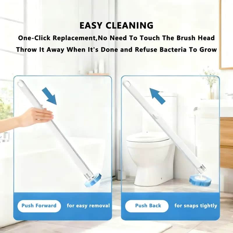 Disposable Toilet Brush Set with Built-In Cleaner & 24 Refills-XDX