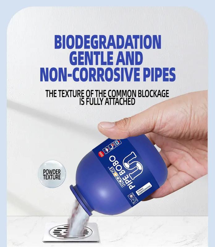 PICKZONE PIPE BOBO -Drain Unclogger Powerful Pipeline Dredging for Kitchen Sinks Shower Drains Tubs Dissolves 200+ Blockages Kills 99% Bacteria Safe for All Pipes Quick Dredging Formula Household Cleaner Bathroom Cleaning Tool-XDX