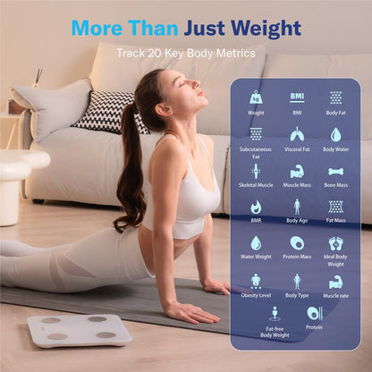 Alcedo Smart Scale for Body Weight, 7-Color Glowing Bluetooth Digital Bathroom Scale for BMI and Body Fat, Body Composition Monitor with Smartphone App-XDX