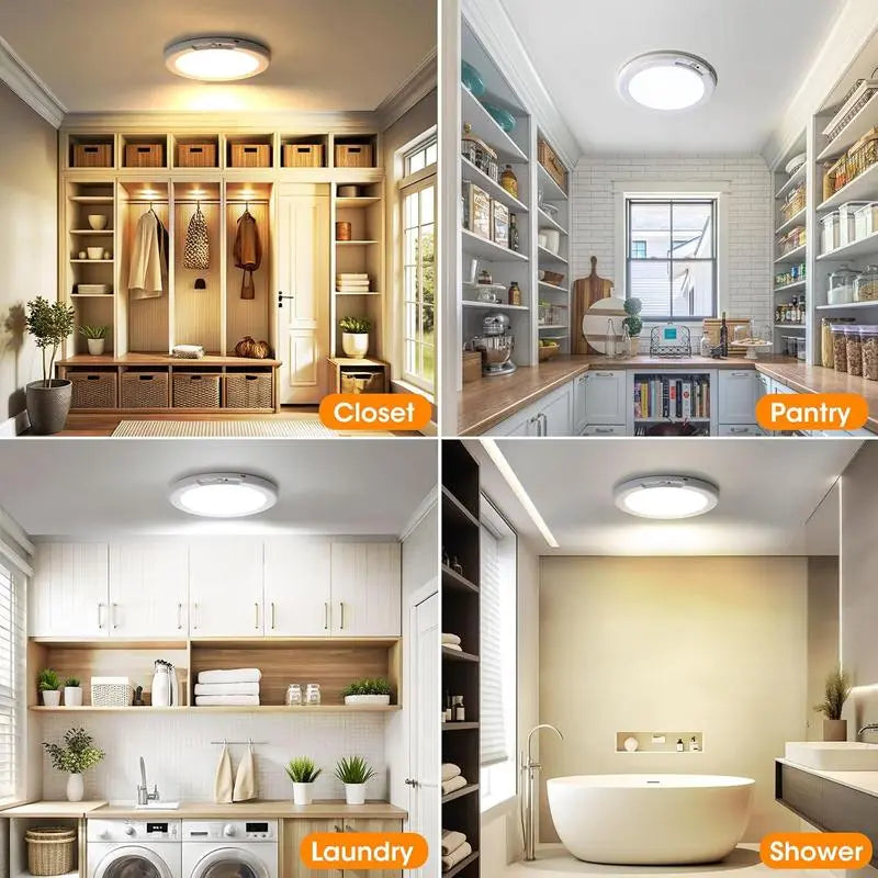 Rechargeable Motion Sensor Ceiling Light with Remote - Magnetic Wireless Ceiling Light Battery Powered for Closet Shower Stairs Shed Hallway Porch Patio ect-XDX
