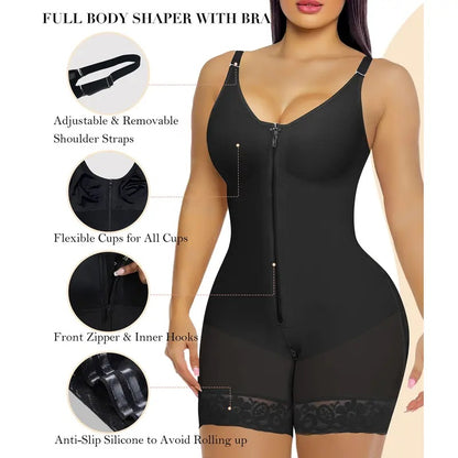 Women’s YIANNA Fajas Colombianas shapewear Tummy Control Butt Lifter Shaper with Zipper Crotch detachable shoulder strap SpringStatements-XDX