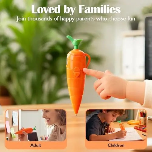 fun gift🎁🎁60-Second Voice Recorder with Playback & Audio Recorder Pen - Cute Carrot-Shaped Recorder Device, Smooth-Writing Ballpoint Pen - Fun & Creative Gift for Kids, Students, Teachers-HHW
