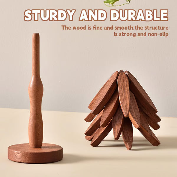 🔥 Christmas EarlyDiscount 49%Off ✨ Natural Tree TrivetSet – 4 Wooden Trivets & 1Stand Like a ChristmasTree-XDX