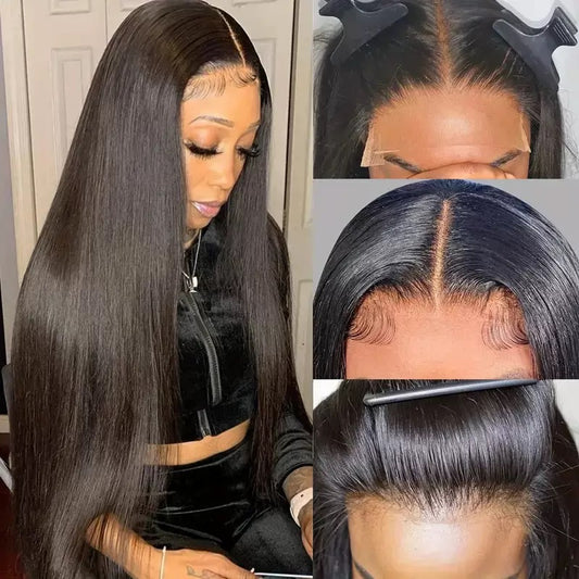 Sale Happening NOW:70%OFF Pre-Cut Lace Kinky straight 360 Full Lace Frontal Glueless Wig with Invisible Drawstring Pre PluckedHuman Hair Wig-XDX-FB