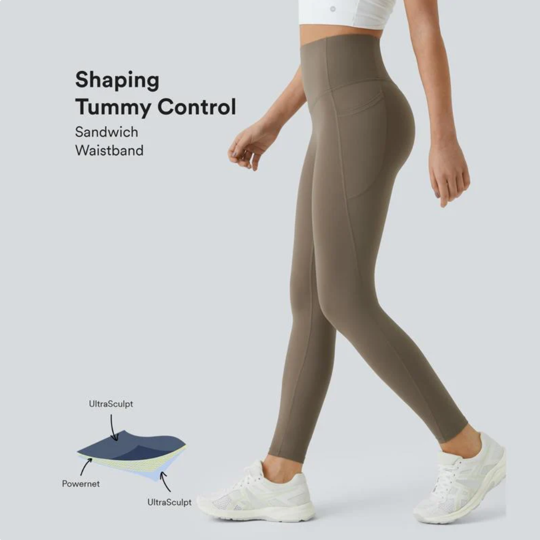 UltraSculpt High Waisted Tummy Control Pocket Shaping Training Leggings-XDX