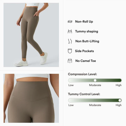 UltraSculpt High Waisted Tummy Control Pocket Shaping Training Leggings-XDX