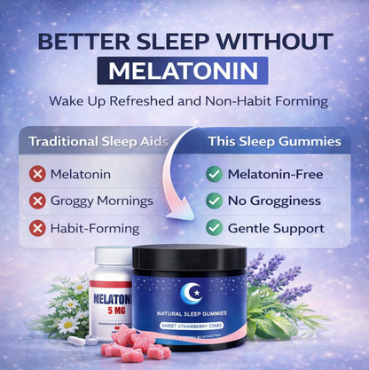 Natural Sleep Gummies -30 Servings Sweet Strawberry Stars (Melatonin Free)-XDX
