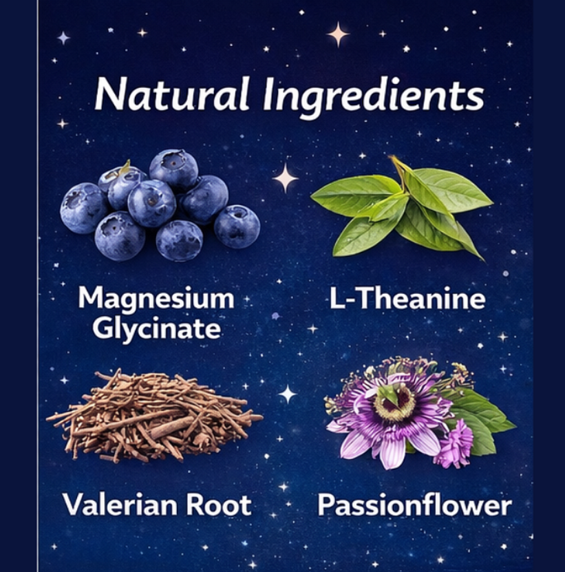 Natural Sleep Gummies -30 Servings Sweet Strawberry Stars (Melatonin Free)-XDX