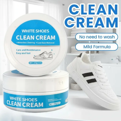 White Shoe Cleaner Cream Multipurpose No-Wash Solid Comes with Sponge Removes Stains Ideal for Leather Silicone Car Interiors Mild Non-Irritating Eco-Friendly-HHW