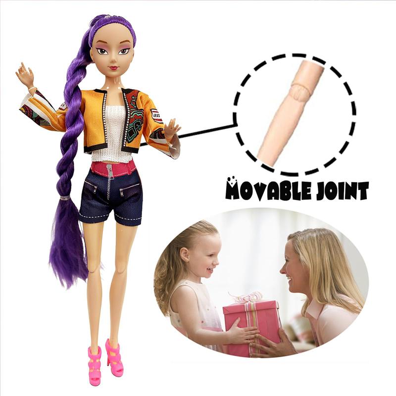 [Christmas gift] K-pop Demon Hunters Anime Action Figure Doll Set of 3 Rumi Mira Zoey 11.5-12 Inches Joint Movable Collectible Dolls for Fans Kids Desk Display Halloween-XDX
