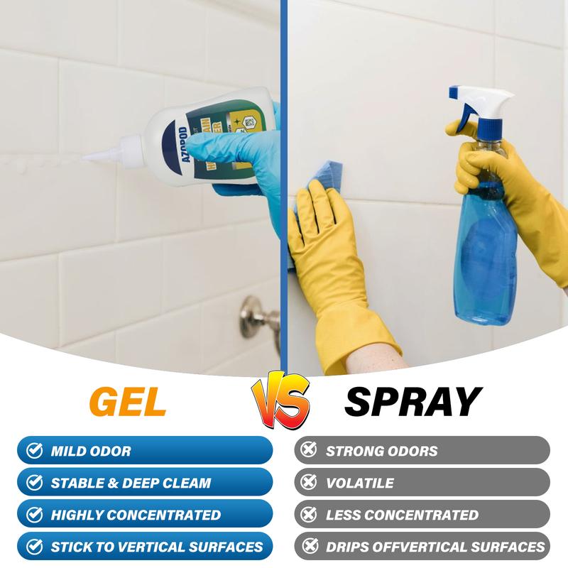 AZQPOD Mold Remover Gel with Scrub Brush – Heavy Duty Mildew Stain Cleaner for Washer Gasket, Shower Caulk, Tile Grout & Bathroom – 7 Fl Oz-XDX