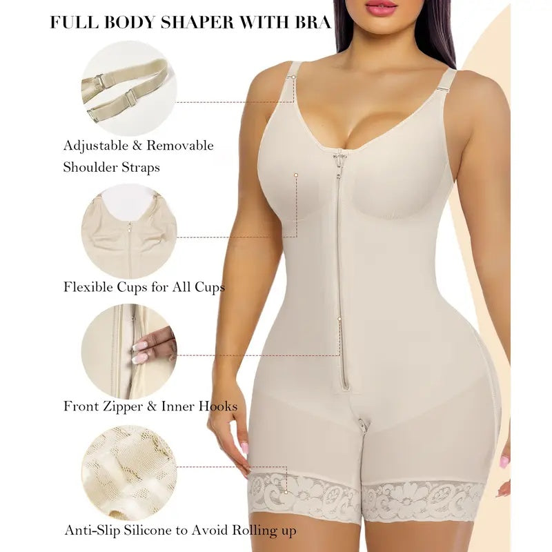 Women’s YIANNA Fajas Colombianas shapewear Tummy Control Butt Lifter Shaper with Zipper Crotch detachable shoulder strap SpringStatements-XDX
