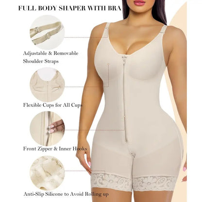 Women’s YIANNA Fajas Colombianas shapewear Tummy Control Butt Lifter Shaper with Zipper Crotch detachable shoulder strap SpringStatements-XDX