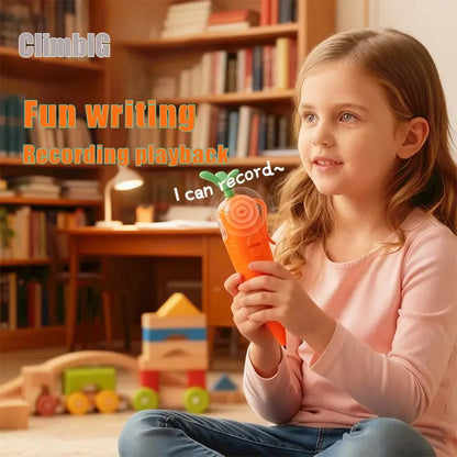 fun gift🎁🎁60-Second Voice Recorder with Playback & Audio Recorder Pen - Cute Carrot-Shaped Recorder Device, Smooth-Writing Ballpoint Pen - Fun & Creative Gift for Kids, Students, Teachers-HHW