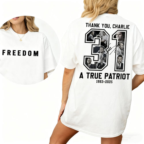 Freedom Charlie Kirk Sweatshirt, True Patriot Graphic Tee, Rest In Peace Charlie Kirk, Thank you Charlie Tee, Justice Shirt, Political Shirt, Charlie Kirk Memorial, American flag Shirt - Trending - TShirt, Sweatshirt