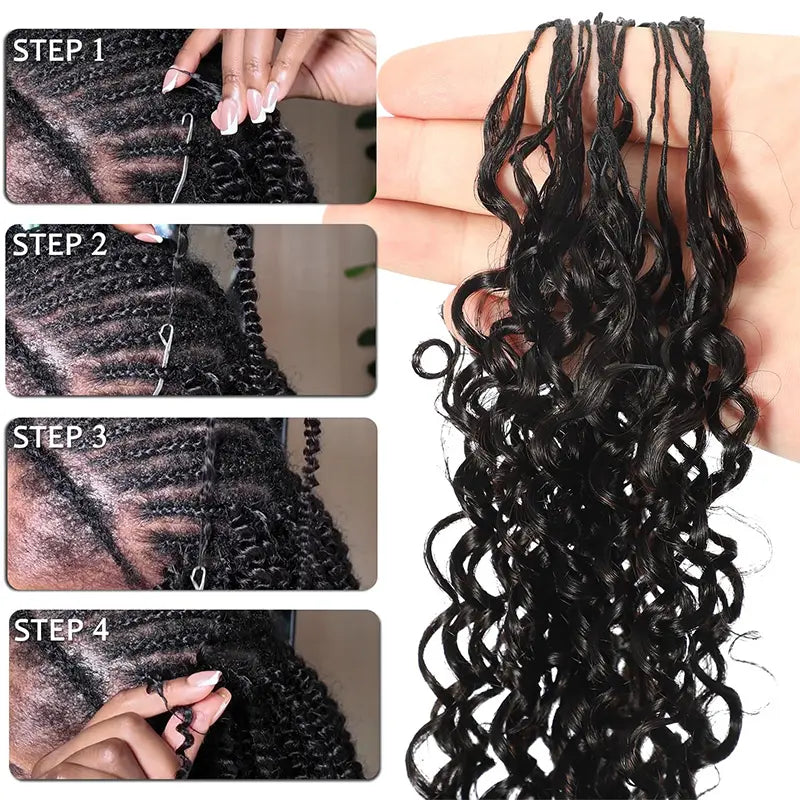 ISEE HAIR Human Hair Crochet Extensions Miracle Knots Pre-Separated 50g/Pack – Knotless Boho Braids, 4 Packs for Full Head, Multiple Curly & Wave Textures-XDX