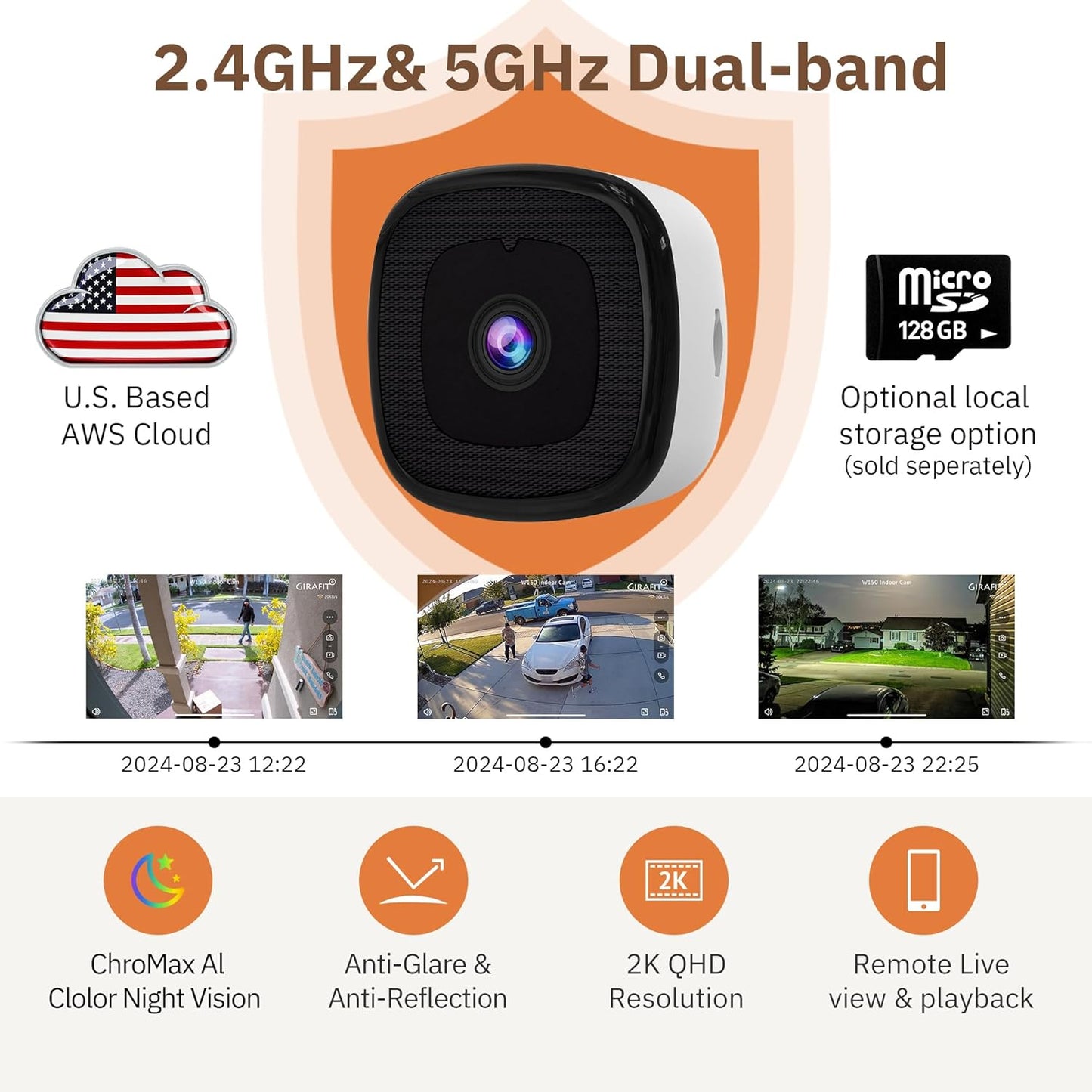 3MP 2K Window Camera,2.4GHz & 5GHz WiFi Indoor Cameras-XDX