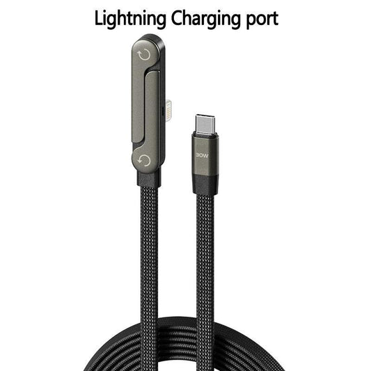 Invisible Holder Charging Cable, 1.5m Length 240W Super Fast Charging 2-in-1 Charging Cord & Phone Stand, Suitable for Gaming, Office and Travel Scenarios, Compatible,iPhone, Samsung&Type-C Interface Devices, Black Version lightning Black Data Cable-XDX
