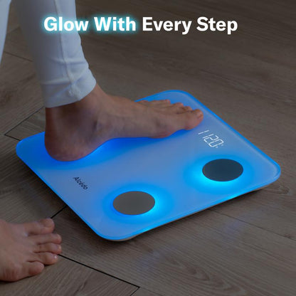 Alcedo Smart Scale for Body Weight, 7-Color Glowing Bluetooth Digital Bathroom Scale for BMI and Body Fat, Body Composition Monitor with Smartphone App-XDX