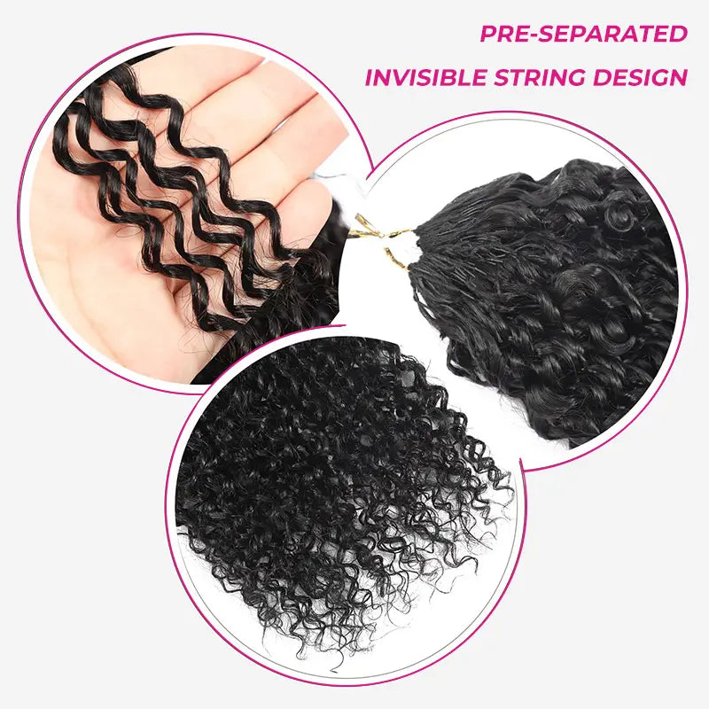 ISEE HAIR Human Hair Crochet Extensions Miracle Knots Pre-Separated 50g/Pack – Knotless Boho Braids, 4 Packs for Full Head, Multiple Curly & Wave Textures-XDX