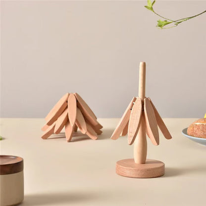 🔥 Christmas EarlyDiscount 49%Off ✨ Natural Tree TrivetSet – 4 Wooden Trivets & 1Stand Like a ChristmasTree-XDX