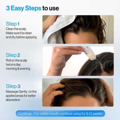 Be Bodywise Advanced Hair Growth Roll-On Serum | 3% Rosemary | 2% Aminexil | 3% Redensy l 2% Anagain | Precision Scalp Applicator | Paraben & Sulphate Free | Non oily and mess free-HHW