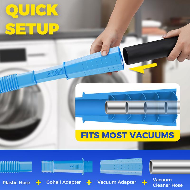 2 Pieces Dryer Vent Cleaner Kit Compatible with All Vacuum Cleaner Dryer Lint Brush and Vacuum Hose Attachment with Stretch Universal Connector Quick Lint Remover-XDX