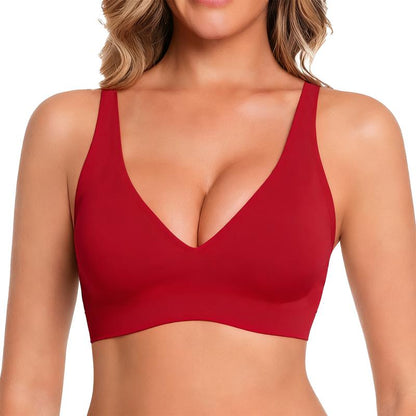 🌷Wireless Womens Comfortable Wireless Bras Push Up Bralettes Seamless Tshirts Bras Deep V Everyday Bras-XDX