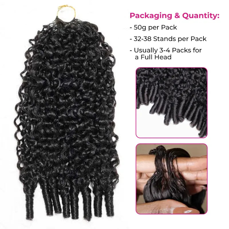 ISEE HAIR Human Hair Crochet Extensions Miracle Knots Pre-Separated 50g/Pack – Knotless Boho Braids, 4 Packs for Full Head, Multiple Curly & Wave Textures-XDX