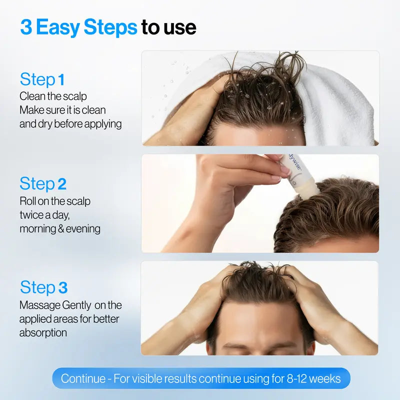 Be Bodywise Advanced Hair Growth Roll-On Serum | 3% Rosemary | 2% Aminexil | 3% Redensy l 2% Anagain | Precision Scalp Applicator | Paraben & Sulphate Free | Non oily and mess free-HHW
