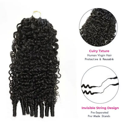 ISEE HAIR Human Hair Crochet Extensions Miracle Knots Pre-Separated 50g/Pack – Knotless Boho Braids, 4 Packs for Full Head, Multiple Curly & Wave Textures-XDX