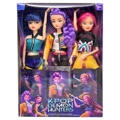 [Christmas gift] K-pop Demon Hunters Anime Action Figure Doll Set of 3 Rumi Mira Zoey 11.5-12 Inches Joint Movable Collectible Dolls for Fans Kids Desk Display Halloween-XDX
