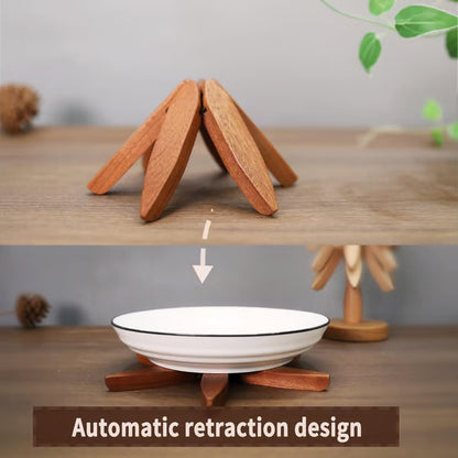 🔥 Christmas EarlyDiscount 49%Off ✨ Natural Tree TrivetSet – 4 Wooden Trivets & 1Stand Like a ChristmasTree-XDX