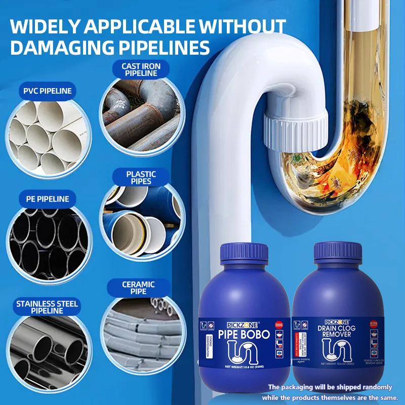 PICKZONE PIPE BOBO -Drain Unclogger Powerful Pipeline Dredging for Kitchen Sinks Shower Drains Tubs Dissolves 200+ Blockages Kills 99% Bacteria Safe for All Pipes Quick Dredging Formula Household Cleaner Bathroom Cleaning Tool-XDX