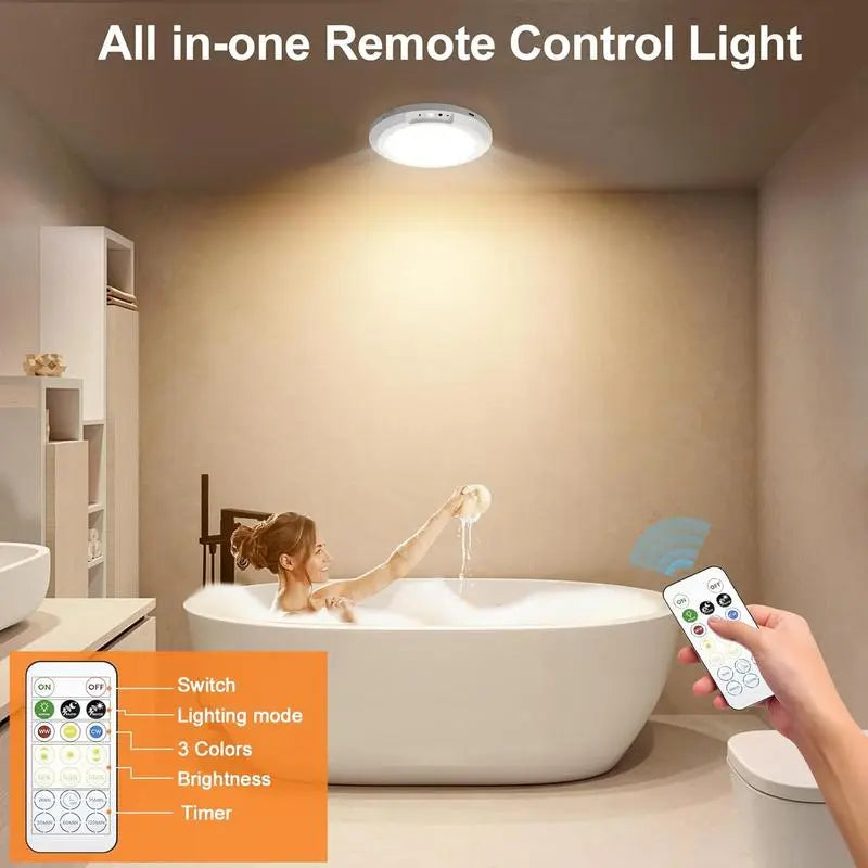Rechargeable Motion Sensor Ceiling Light with Remote - Magnetic Wireless Ceiling Light Battery Powered for Closet Shower Stairs Shed Hallway Porch Patio ect-XDX