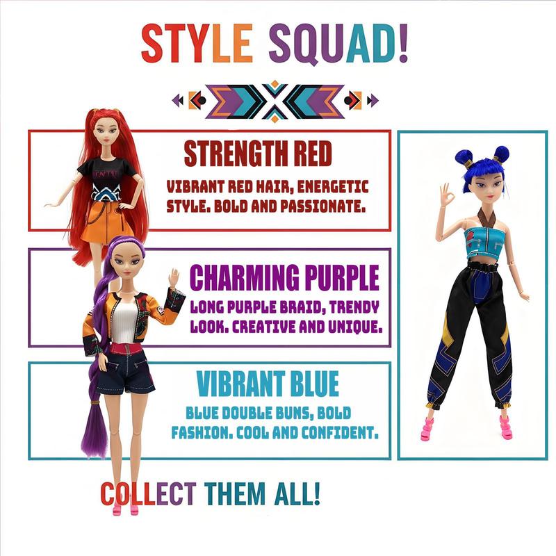 [Christmas gift] K-pop Demon Hunters Anime Action Figure Doll Set of 3 Rumi Mira Zoey 11.5-12 Inches Joint Movable Collectible Dolls for Fans Kids Desk Display Halloween-XDX