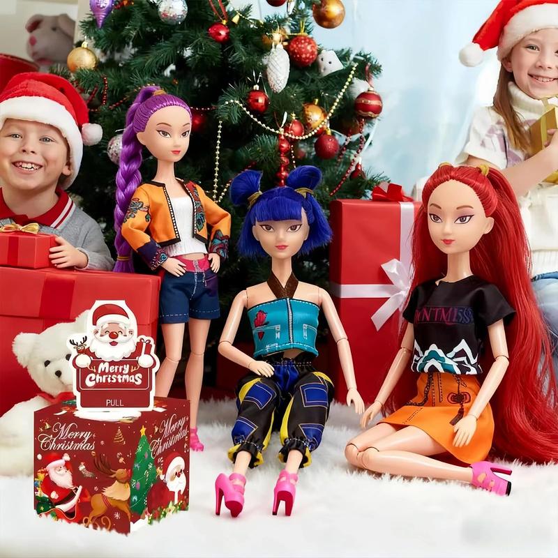 [Christmas gift] K-pop Demon Hunters Anime Action Figure Doll Set of 3 Rumi Mira Zoey 11.5-12 Inches Joint Movable Collectible Dolls for Fans Kids Desk Display Halloween-XDX