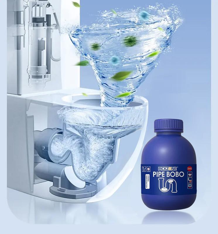 PICKZONE PIPE BOBO -Drain Unclogger Powerful Pipeline Dredging for Kitchen Sinks Shower Drains Tubs Dissolves 200+ Blockages Kills 99% Bacteria Safe for All Pipes Quick Dredging Formula Household Cleaner Bathroom Cleaning Tool-XDX