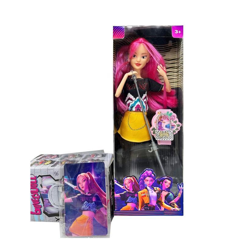 [Christmas gift] K-pop Demon Hunters Anime Action Figure Doll Set of 3 Rumi Mira Zoey 11.5-12 Inches Joint Movable Collectible Dolls for Fans Kids Desk Display Halloween-XDX