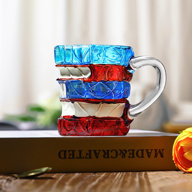 Ceramic Innovative 3D Painting Book Mug Unique Stacked Coffee Cup Perfect Gift for Literature Lovers Creative Colorful Book Gift Ideal for Christmas-XDX
