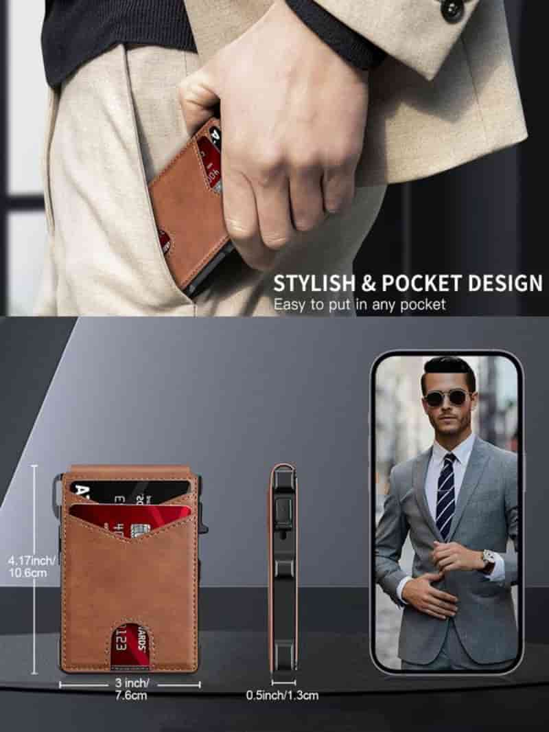 Minimalist Men’s Slim Wallet: 9 - 13 Cards, Money Clip, ID Window. RFID - Blocking, Aluminum Bifold Pop - Up-XDX