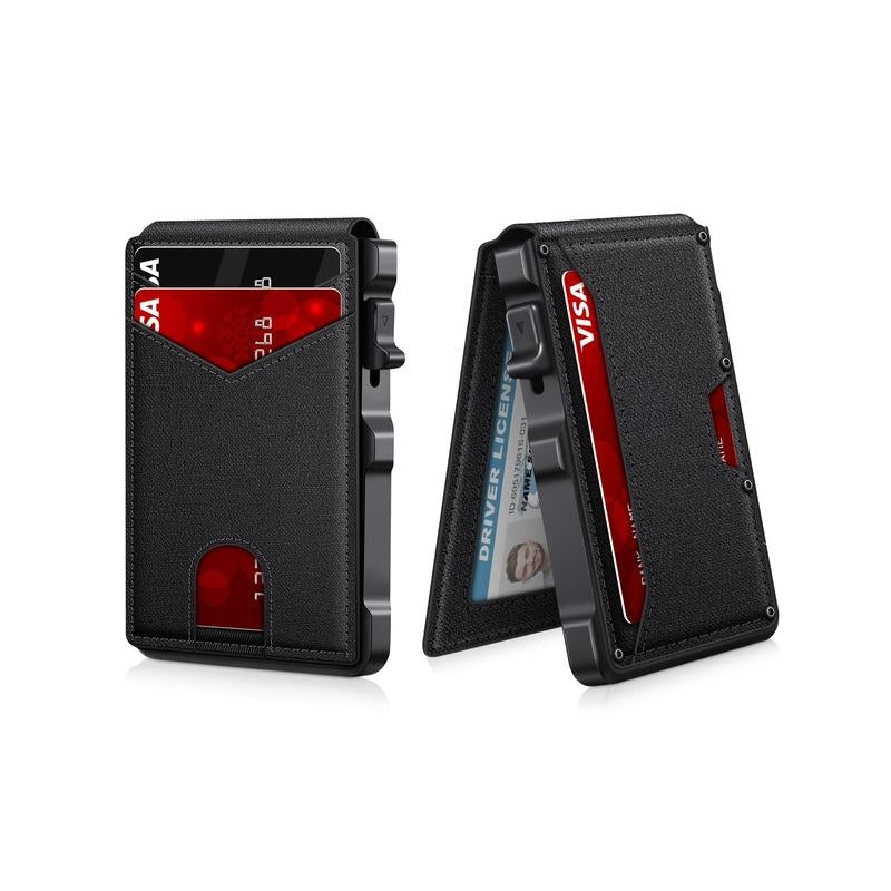 Minimalist Men’s Slim Wallet: 9 - 13 Cards, Money Clip, ID Window. RFID - Blocking, Aluminum Bifold Pop - Up-XDX