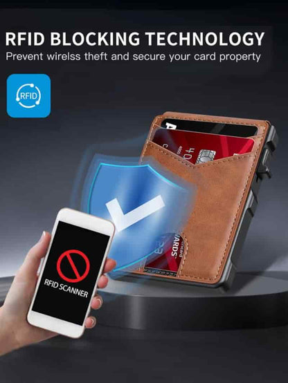 Minimalist Men’s Slim Wallet: 9 - 13 Cards, Money Clip, ID Window. RFID - Blocking, Aluminum Bifold Pop - Up-XDX