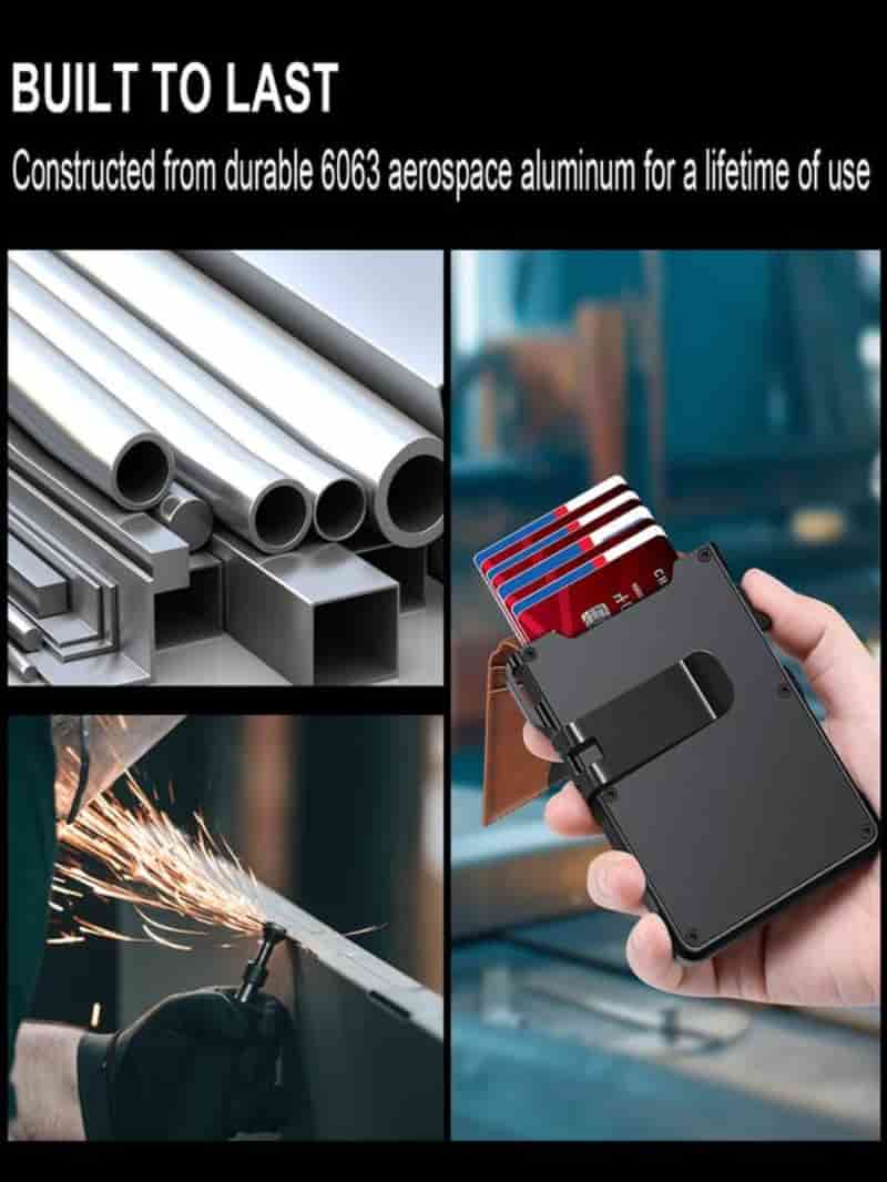 Minimalist Men’s Slim Wallet: 9 - 13 Cards, Money Clip, ID Window. RFID - Blocking, Aluminum Bifold Pop - Up-XDX