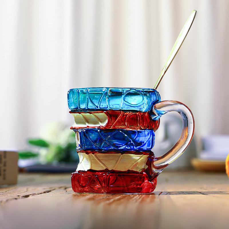 Ceramic Innovative 3D Painting Book Mug Unique Stacked Coffee Cup Perfect Gift for Literature Lovers Creative Colorful Book Gift Ideal for Christmas-XDX