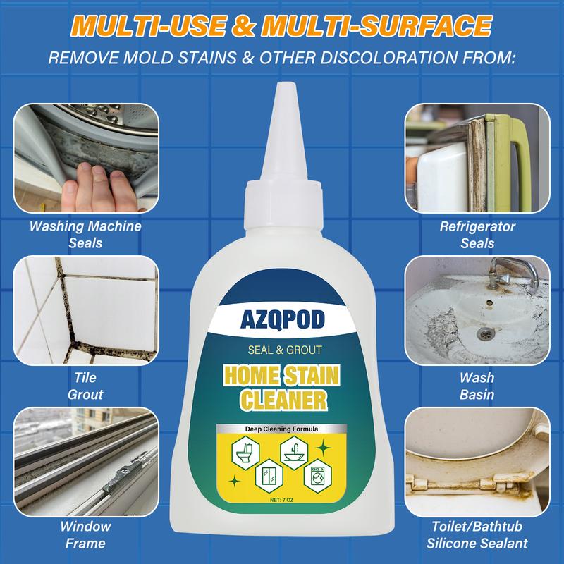 AZQPOD Mold Remover Gel with Scrub Brush – Heavy Duty Mildew Stain Cleaner for Washer Gasket, Shower Caulk, Tile Grout & Bathroom – 7 Fl Oz-XDX