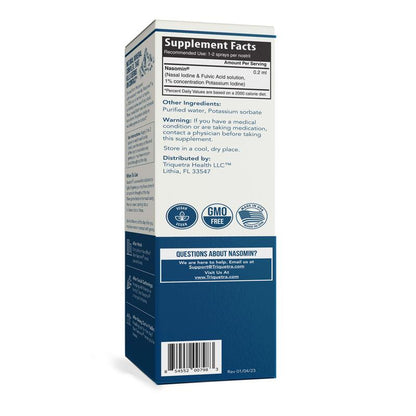 Nasomin Nasal Iodine – Nasal Cleanse– Neutralize Nose - Iodine + Fulvic Acid Blend -100% Natural Mineral Complex – 2 oz. Bottle- Oral Daily-HHW
