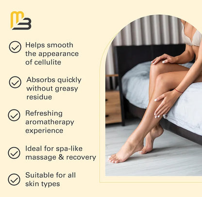 Cellulite Massage Oil 8oz - Smooth the Appearance of Cellulite - Body Care & Skin Care Massage Oil - Topical Collagen and Plant Stem Cell Body Oil to Restore Texture and Elasticity - Soothing Body Oil-HHW