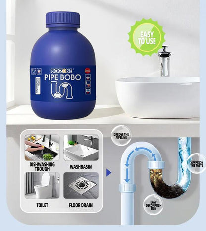 PICKZONE PIPE BOBO -Drain Unclogger Powerful Pipeline Dredging for Kitchen Sinks Shower Drains Tubs Dissolves 200+ Blockages Kills 99% Bacteria Safe for All Pipes Quick Dredging Formula Household Cleaner Bathroom Cleaning Tool-XDX